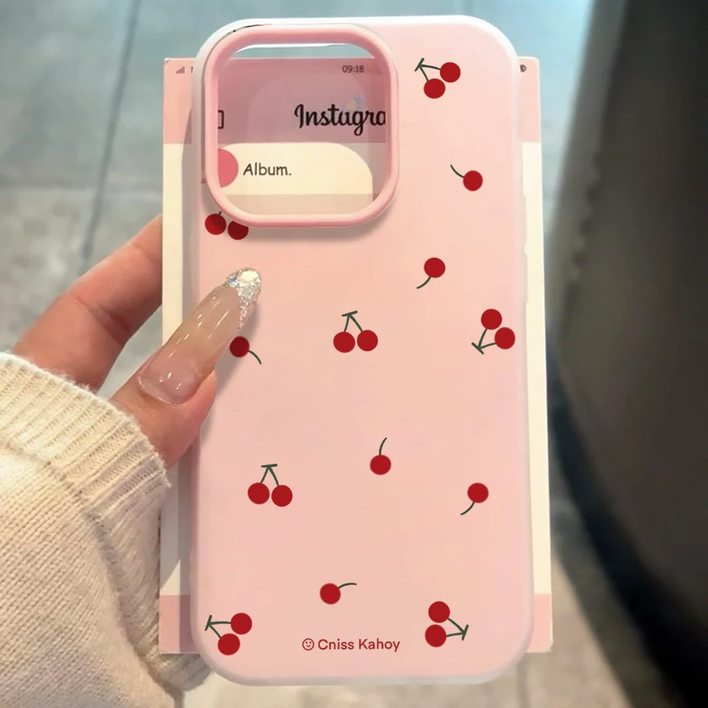 Für Samsung Galaxy S21 S26 S25 S24 S23 S22 Ultra Plus FE Hülle Einfache Kirschmuster Niedliche Abdeckung Für A37 A36 A54 A55 A56 Bonbonfarben Funda – Detail 5