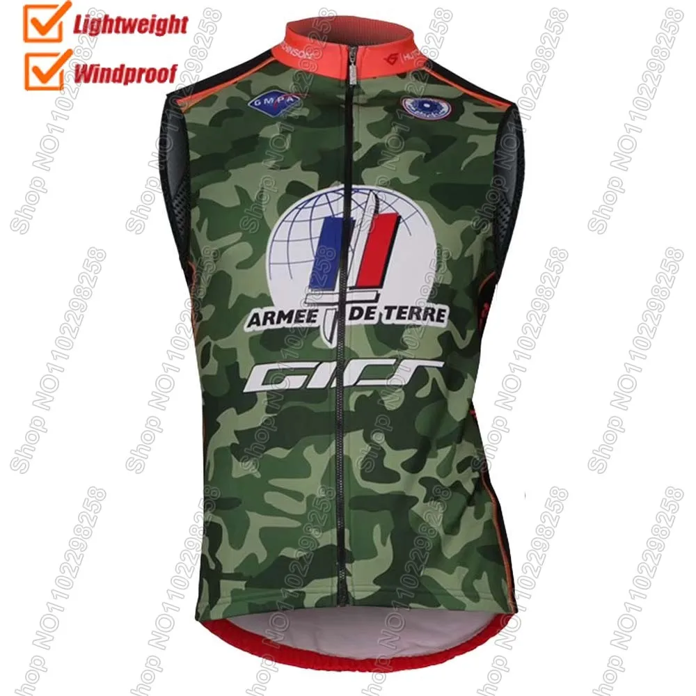 

2025 France Army Wind Vest Camouflage Men Windproof Lightweight Race Road Cycling Jersey Sleeveless Gilet MTB