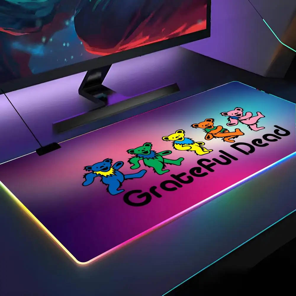 

Коврик для мыши Grateful Dead Bance Bear с RGB подсветкой, коврик для мыши для ноутбука, коврик для мыши для ноутбука, геймера, компьютерный стол, игровые аксессуары