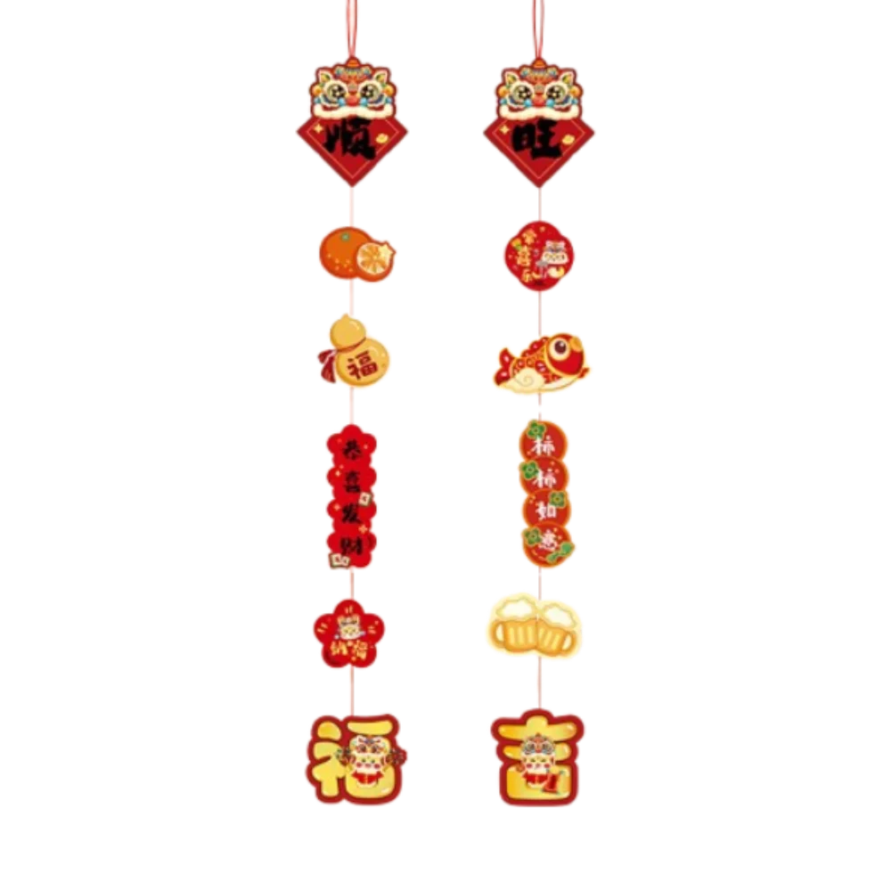 

2pcs Cute 2025 Snake Year Pendants Traditional Blessing Fu Character Hanging Ornament Zodiac Snake Chinese New Year Wall Hanging