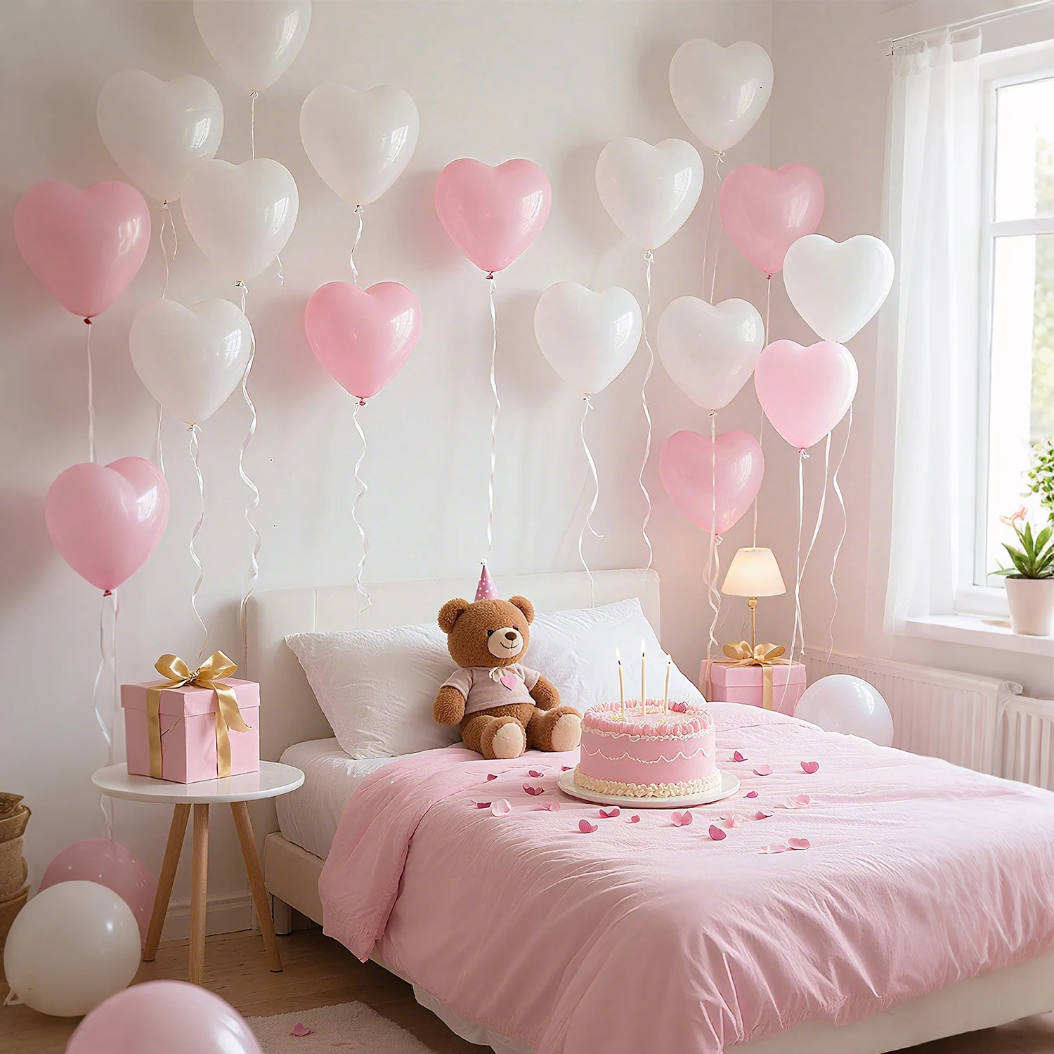 30 قطعة من بالون اللاتكس الأبيض الوردي مقاس 10 بوصة لعيد الحب، وأعياد الميلاد، وذكرى الزفاف، وديكور الحفلات