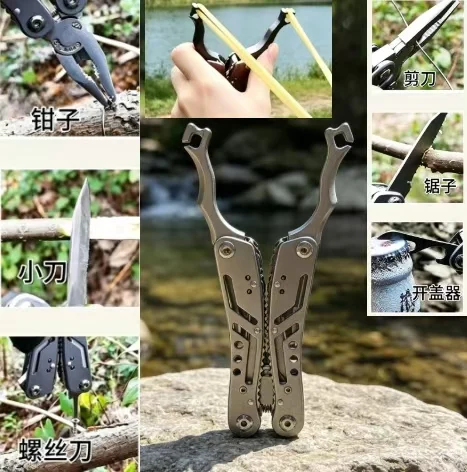Creative Outdoor Stainless Steel EDC Combination Tool Slingshot Portable Outdoor Survival Multi-functional Emergency Plier