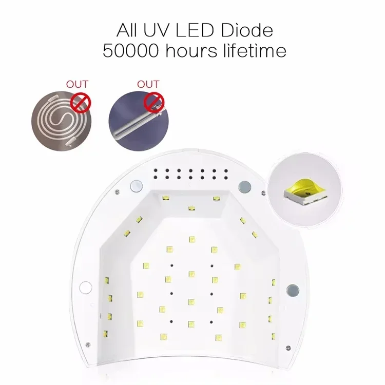 Lampada per unghie UV da 48 W, lampada per unghie a LED con 4 impostazioni timer, lampada per unghie a LED per tutti i tipi di gel