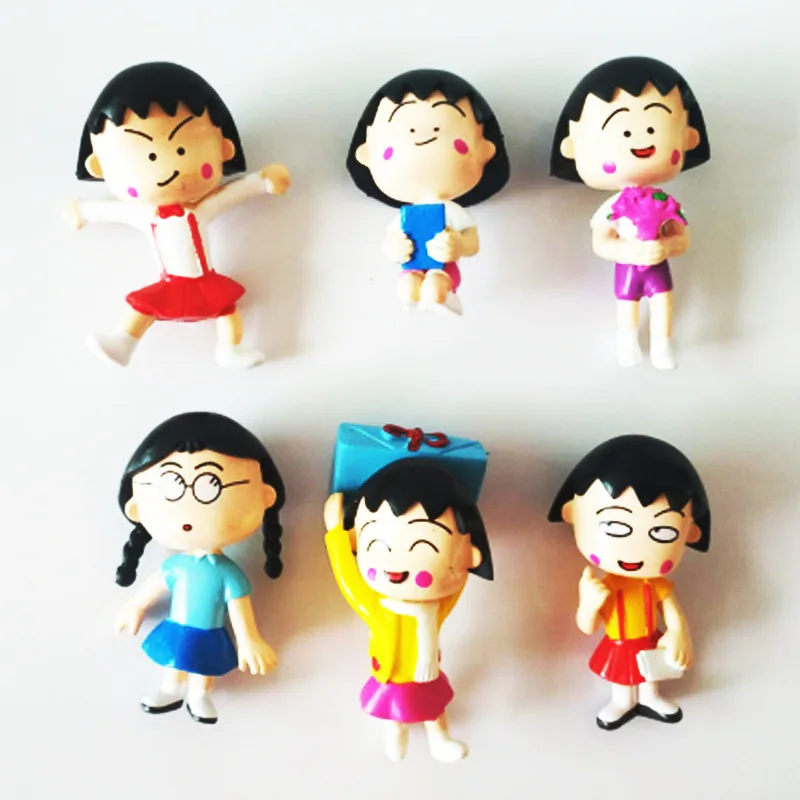 6pcs/set Chibi Maruko-Chan PVC Action Figure Anime Cartoon Mini GK Model Car Decoration Charm Collectible Ornament Toy Kids Gift