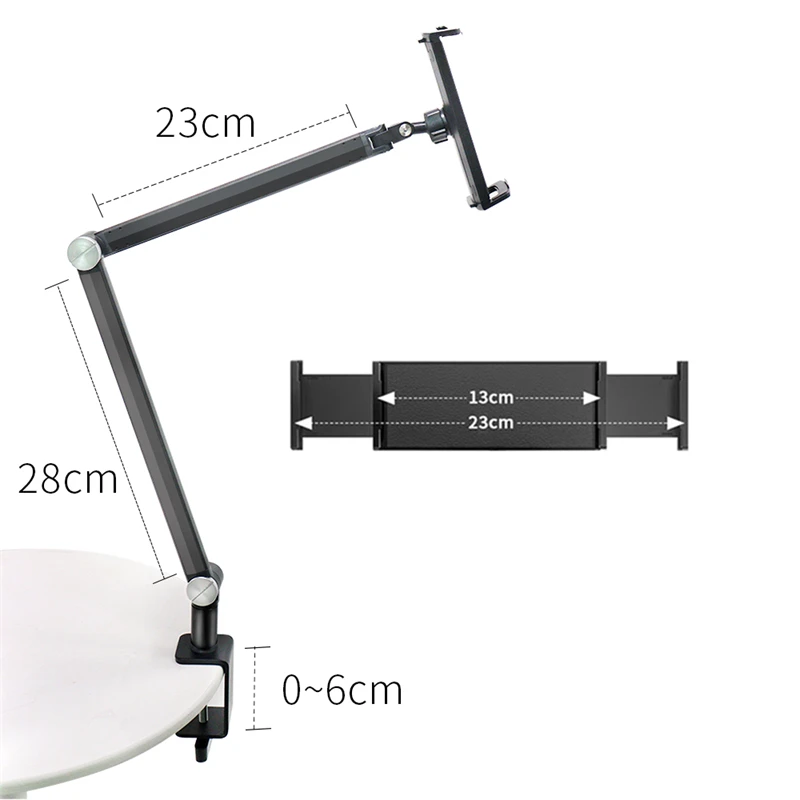 Imagem -06 - Braço Longo Rotatable Tablet Suporte para Ipad Samsung Xiaomi Pad Holder Cama Desktop Montagem do Telefone Clip Mesa de Suporte até 23cm