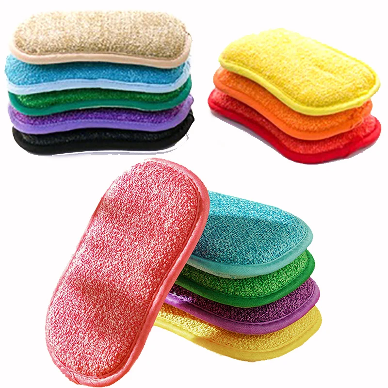 Kitchen Cleaning Scrubbing Sponges Reusable Non-Scratch Microfiber Scrubber Sponge Kitchen Home Clean Pot Pan Dish Washer Sponge