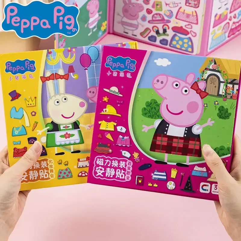 Kawaii Peppa Pig Magnet ruhiges Buch Anime Cartoon Kinder magnetische Aufkleber handgemachte DIY pädagogische Magnet Spielzeug für Jungen Mädchen