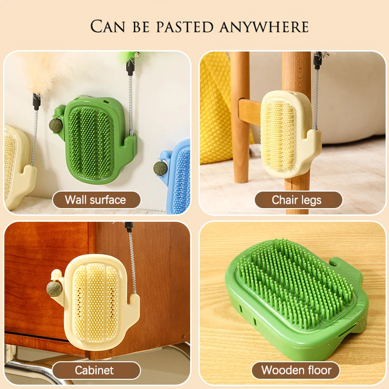 Stickable Corner Cat Scratcher with Teaser Stick and Mint Ball Soft Comfortable Grooming Massage Cat Brush Toy Mascotas Gatos view 5