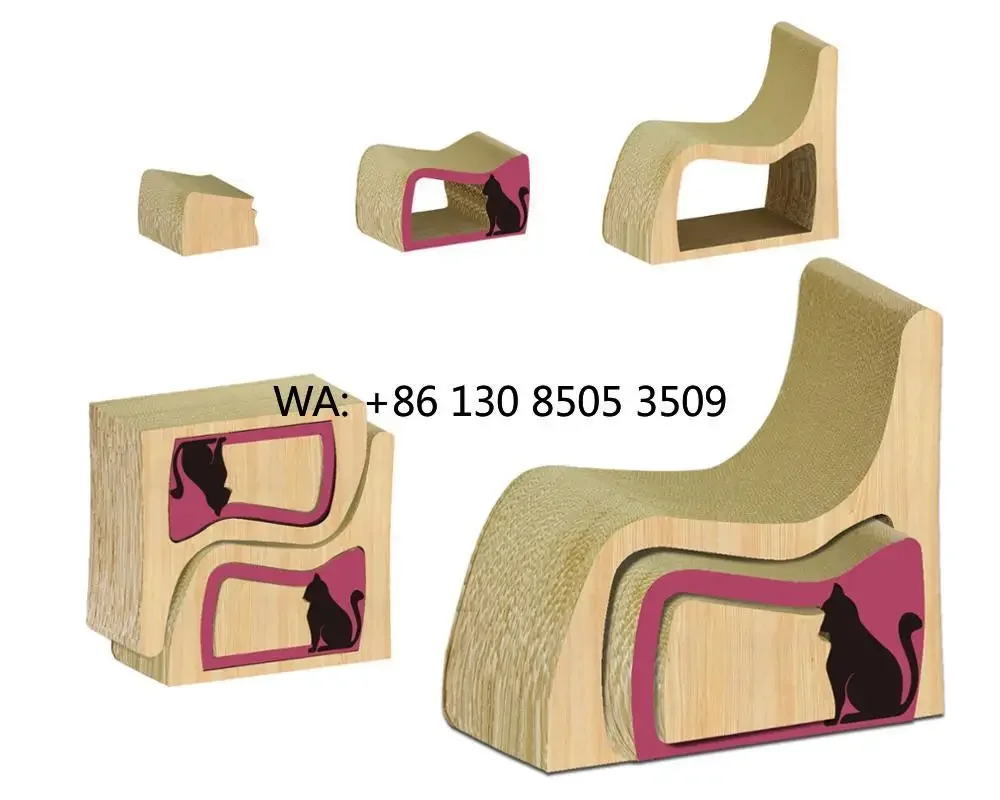 New USA Design Eco-friendly  Stand 3D Bench-Shaped Corrugated Paper Big Cardboard  Cat  Scratcher Lounge Bed-IC-0041-Chair
