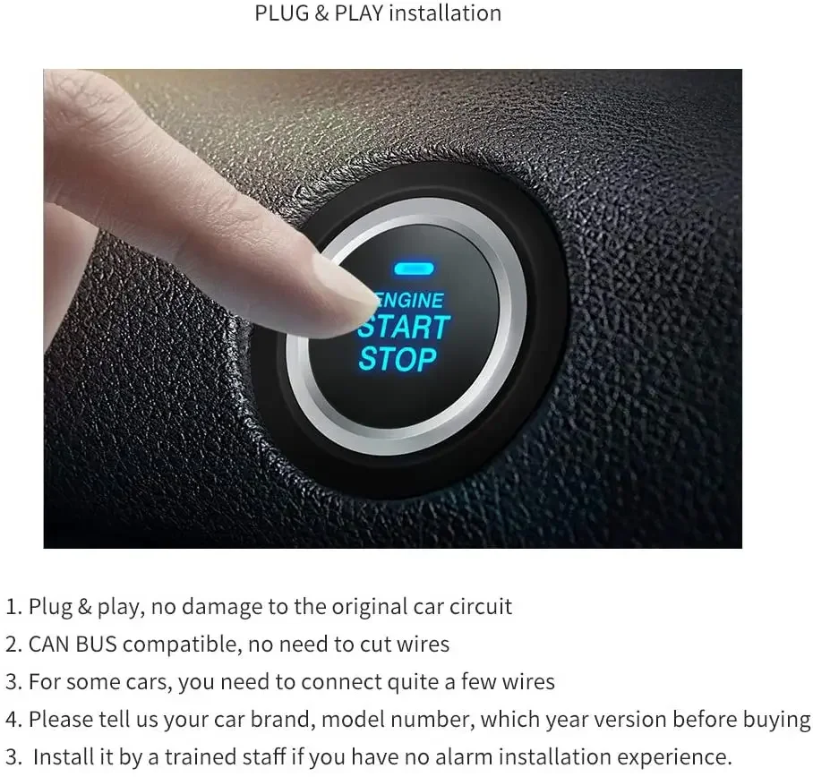 Easyguard Passive Keyless Entry Push Button Start Can Bus Car Alarm Fit For Key Start Petrol Camry 18-20