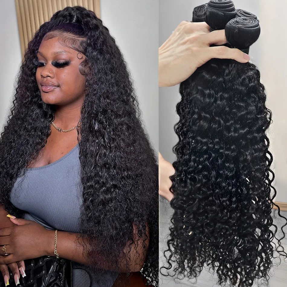 

Вьющиеся пучки человеческих волос с глубокими волнами 30, 40 дюймов, 4/3 шт., пучки необработанных волос, свободные 100% человеческие волосы, бразильский пучок плетения, наращивание