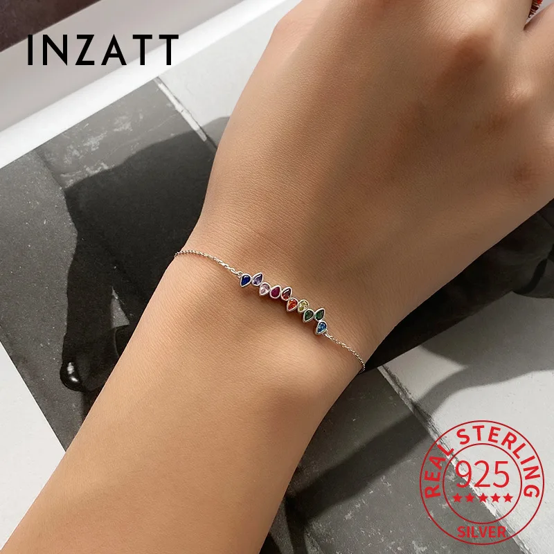 

Настоящее серебро 925, красочный циркон, подвеска в виде капли воды, браслет-цепочка для женщин, геометрические ювелирные изделия, модные аксессуары