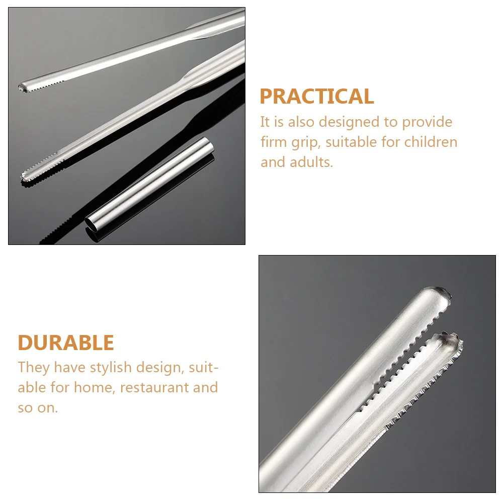 

2 set Stainless Steel Chopstick Clip Smooth High Polish Modern Design Kitchen Gadget Food Serving Tong Reusable Household