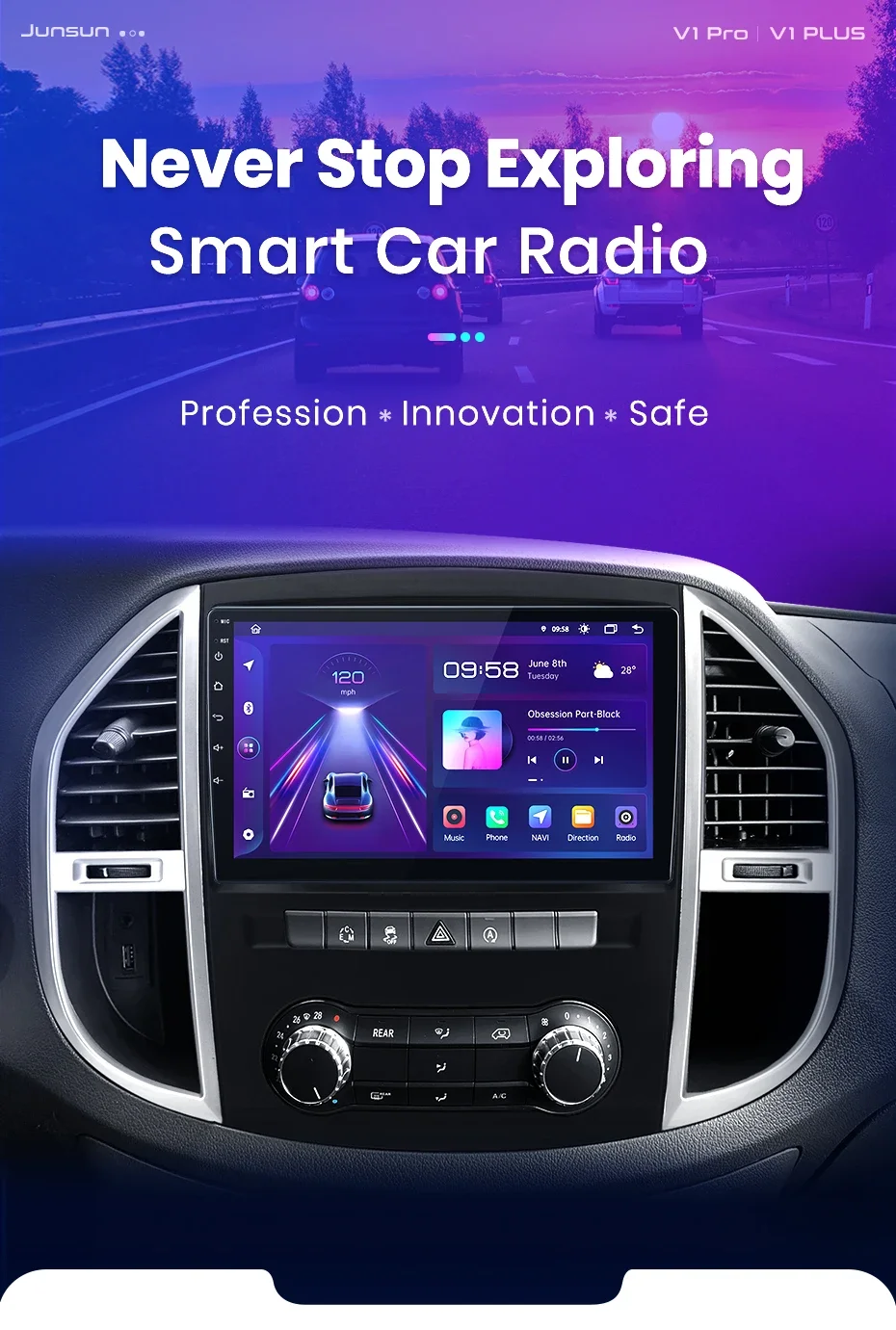 Junsun ai drahtloses Carplay für Apple Android Auto Autoradio für Mercedes Benz Vito W447 2015 2014-2018 Navi BT DSP RDS GPS FM – Detail 1