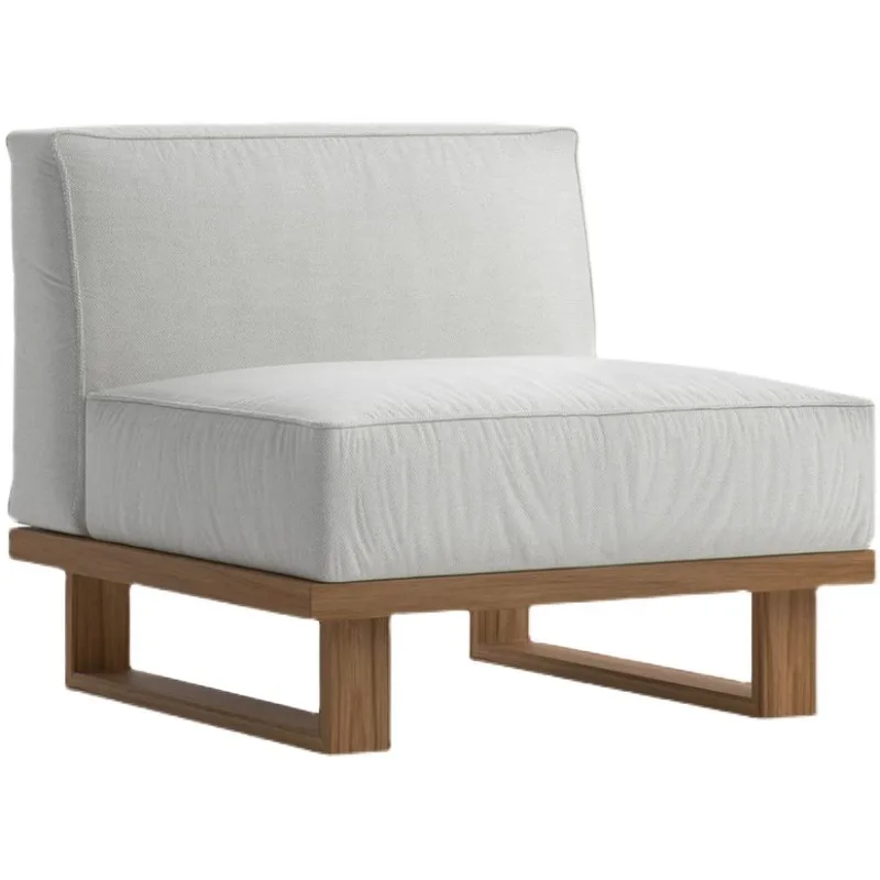 Teak outdoor sofa combination, villa courtyard furniture, Nordic style, high-end garden hotel, solid wood sofa chair