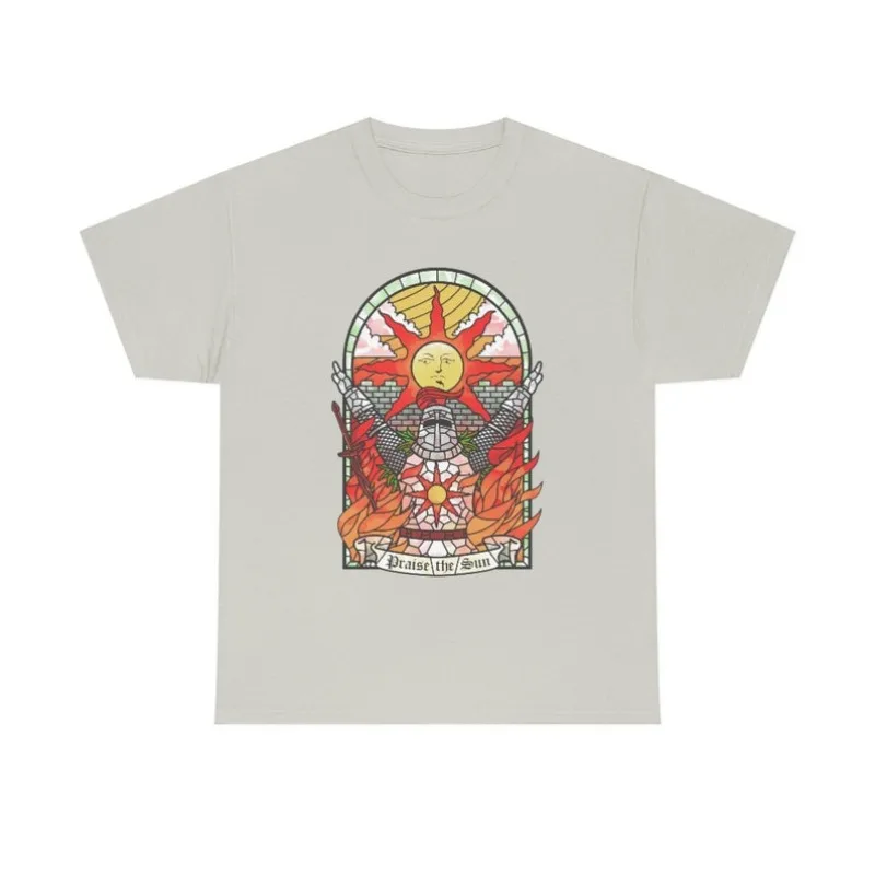 

00012854#A-Dark Souls Praise the Sun: Solaire of Astora, High Quality Fabric, Unisex T-Shirt, 2 Colors, Gaming Merch, Minimalist