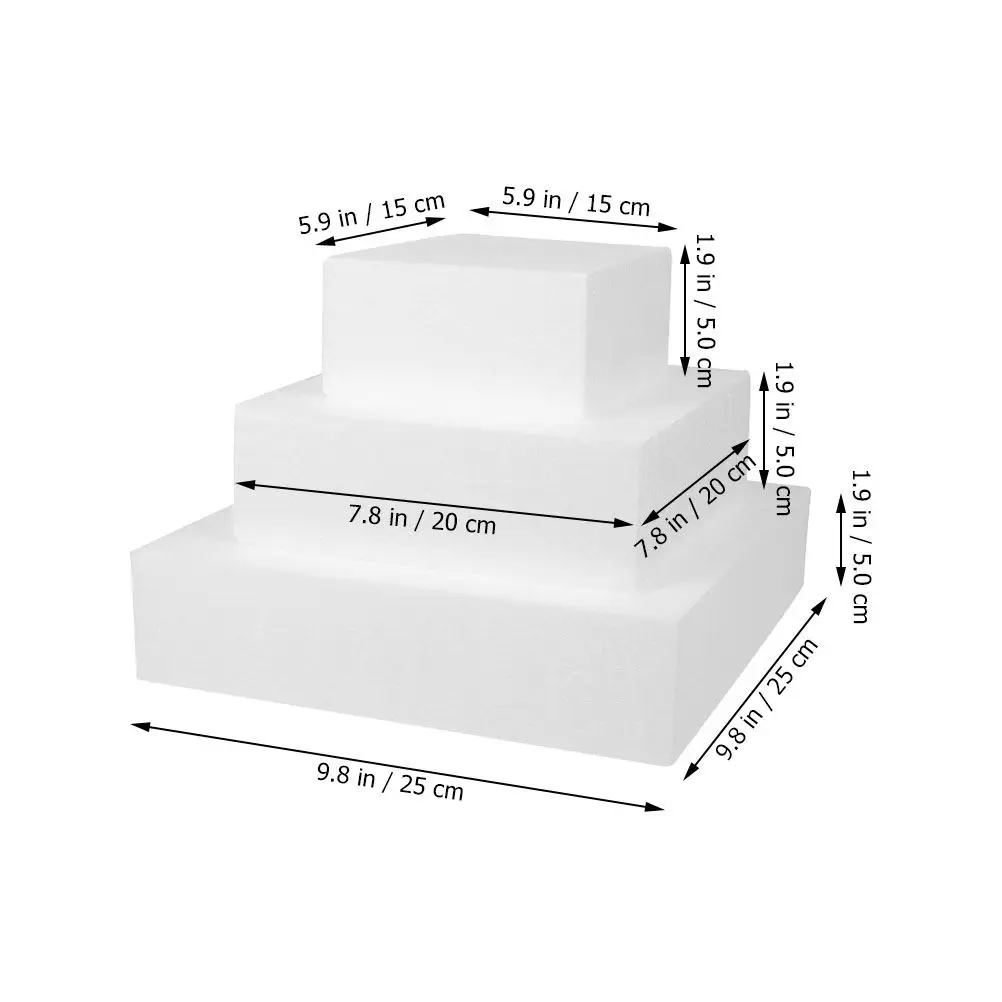 3Pcs White Foam Cake Dummies Lightweight Easy to Paint Pin Glue Sand Perfect for Cake Decorating Practice Wedding DIY