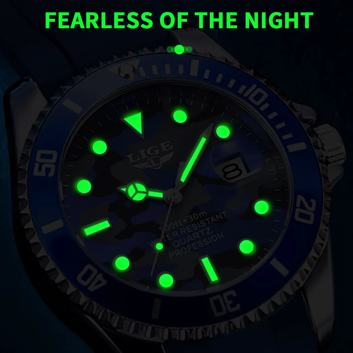 LIGE Man Watch Fashion Sport Quartz Watches for Men 3Bar Waterproof Luminous Date Clock Military Casual  Silicone Wristwatch+Box