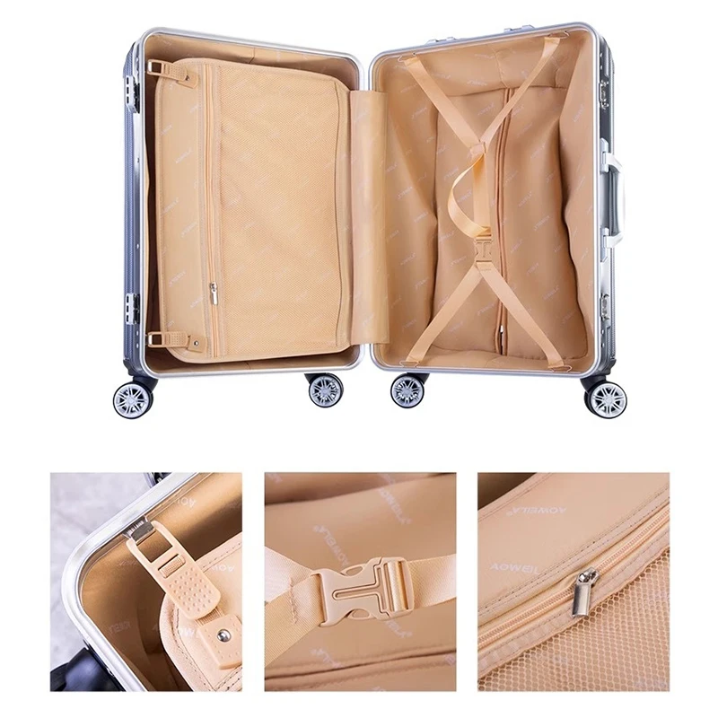 2024 New Fashion Trolley Case Double Trolley Spinner Wheel Couple Travel 20 Inch Cabin Case 24 Inch Aluminum Frame Lockbox