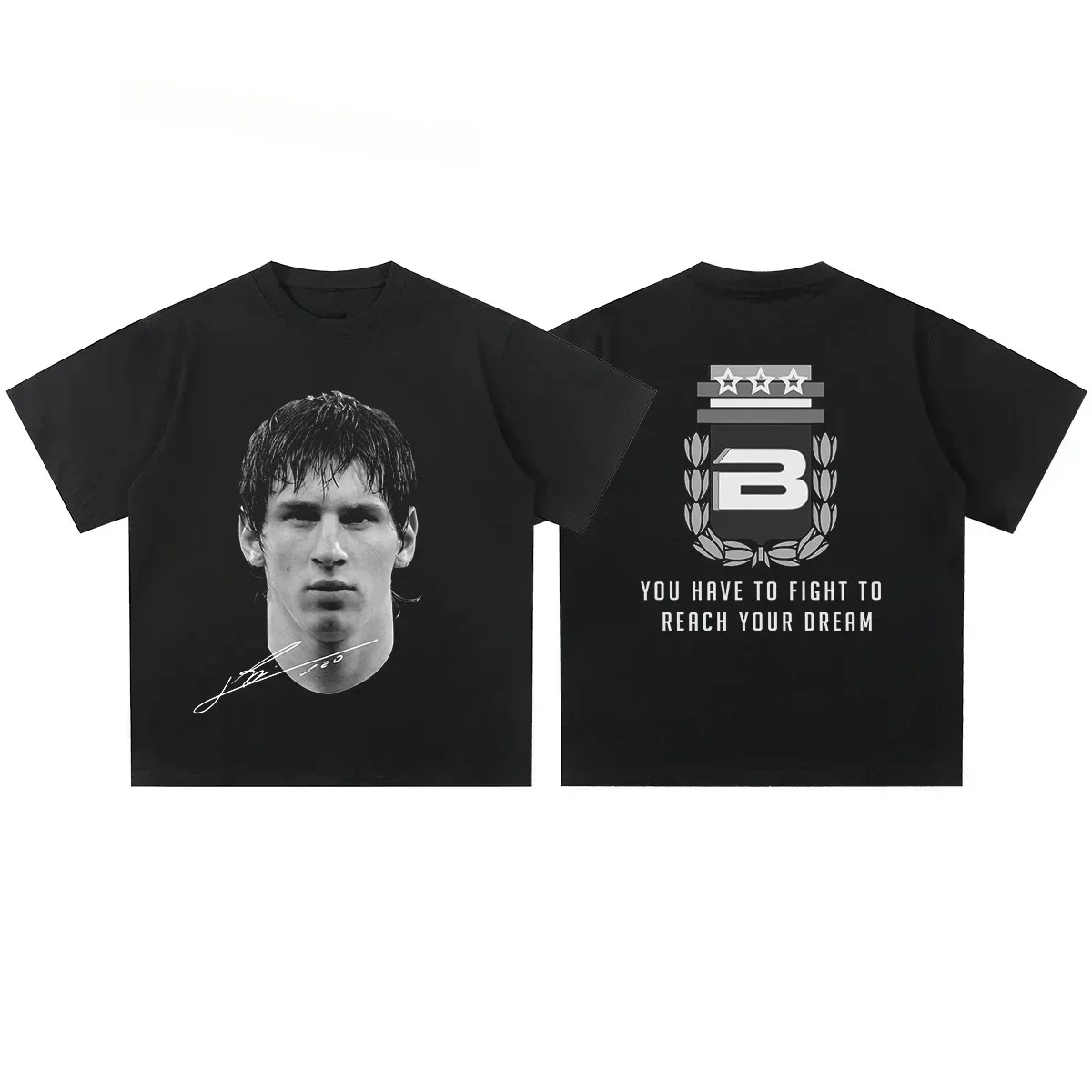 Cristiano Ronaldo Neymar Lionel Messi Football Superstar Portrait Printed Tee Men Women Cotton Loose Casual Short Sleeve Tshirt image 6