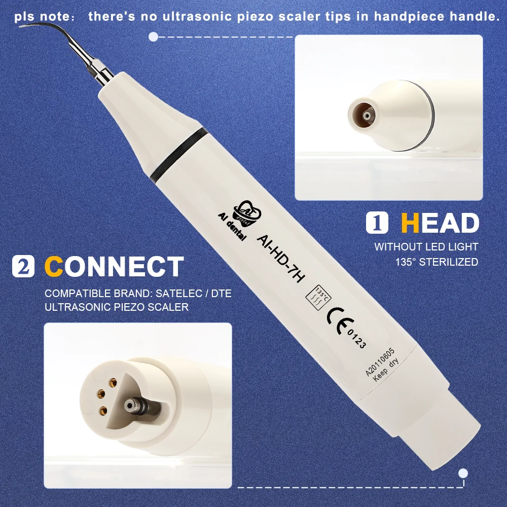 Dental Ultrasonic Piezo Scaler Handpiece  HD-7L/HW-5L With Led  HD-7H/HW-3H Without Led Fit Original Handle Teeth Whitening