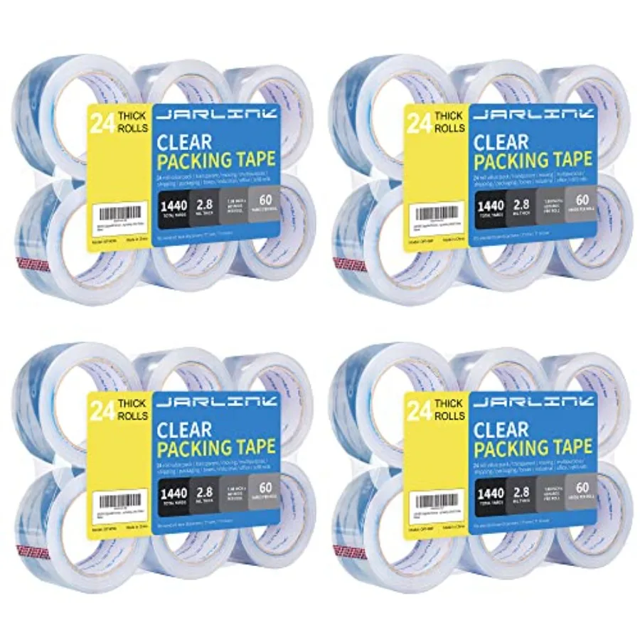 Clearer Packing Tape Rolls Heavy Duty Packaging Tape for Shipping Packaging Moving Sealing 2.8mil Thicker 1.88 Inch Wide 60 Yar
