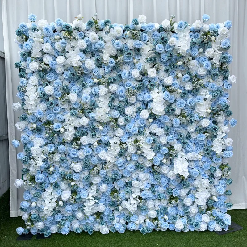 

Customizable 8 Ft X 8ft Artificial Flower Panels Blue Flower Wall Backdrops for Stage Party Birthday Events Photo Background