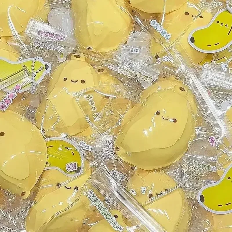 1PC Mini Squishy Banana Cute Stress Relief Fidget Toy Banana Squeeze Ball Decompression Toy Birthday Favor Gift Home Ornament