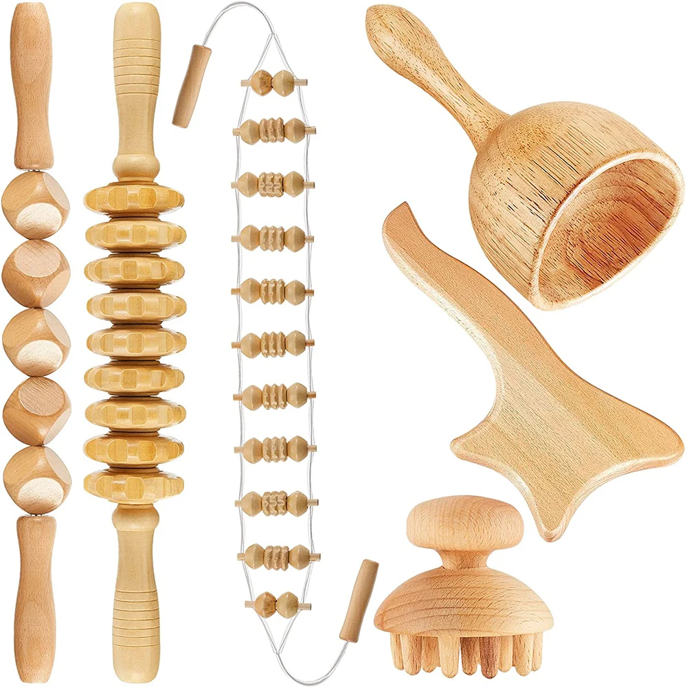 

Wooden Massage Roller Stick Wood Gua Sha Board Fascia Massager for Release Cellulite Muscle Blasting Pain Relief Body Sculpting