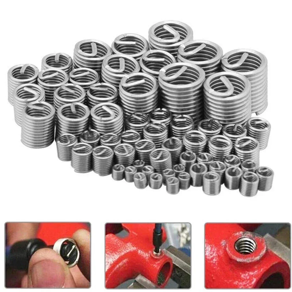 200pcs/Box  304 Stainless-Steel Thread Insert M3-12 Inner Thread Insert Assorted Set Parts  Accessories