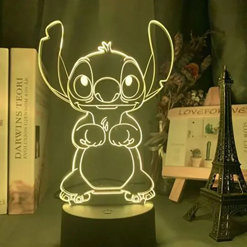 Nuovo Disney Anime LED Luce notturna Modello Giocattoli Stitch Anime Figura Lampada 3D Letto per bambini Arredamento della camera Regalo di compleanno e Natale