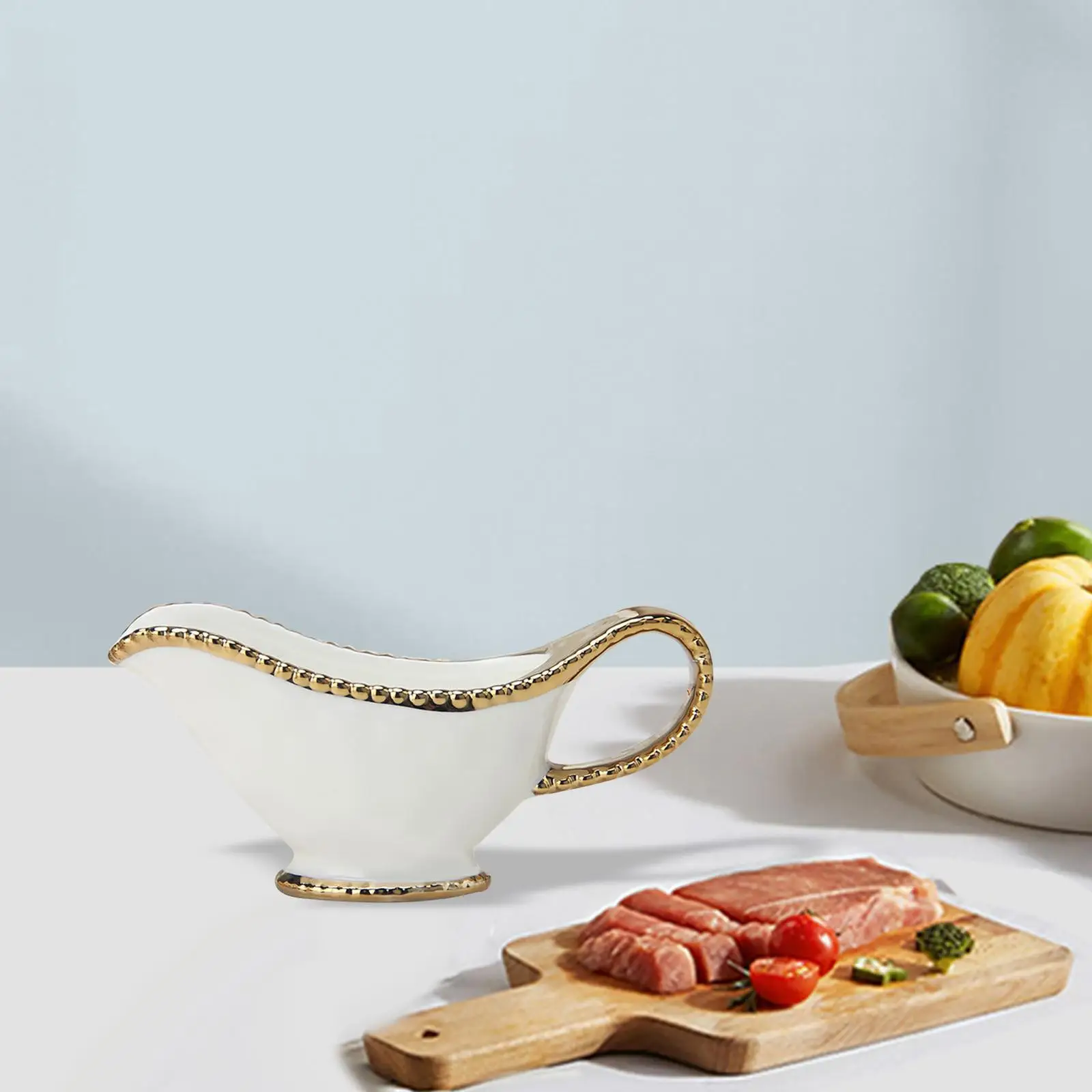 Ceramic Gravy Boat Roasting Sauce Dish Accesory Sauce Boat Container Vinegar Sauce Cup for Steak Kitchen Tomato Sauce Milk BBQ