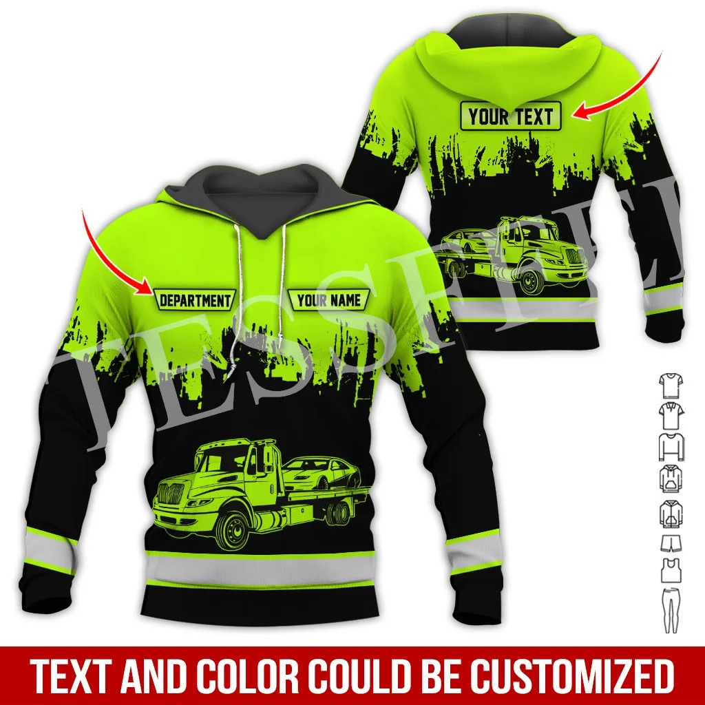 Custom Name Cosplay Tow Truck Driver Trucker Worker Retro Tracksuit 3DPrint Harajuku Casual Pullover Jacket Vintage Hoodies X23