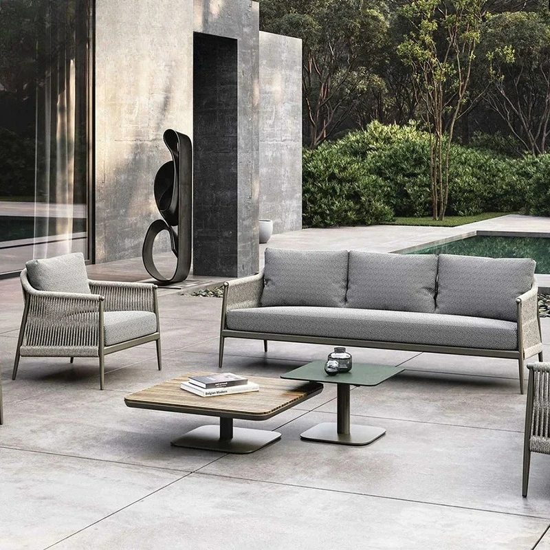 

Уличный диван для виллы, садовая мебель для отдыха, водонепроницаемая, с защитой от солнца, для отелей, гостевых домов, террас, комплект из ротанговых диванов и кресел