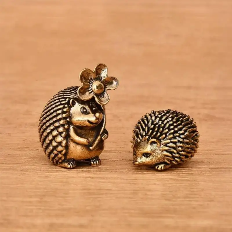 Miniatur-Igel-Ornament aus Messing, Metall-Tierstatue, antikes Teetier für die Dekoration von Zuhause, Büro oder Schreibtisch, Geschenk. – Detail 1