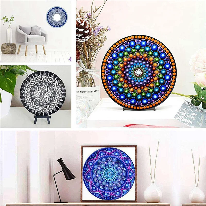 

32 Pcs 15Cm Black Mandala Kraft Paper Round Cardboard For Painting DIY Cardboards For Artist Painter
