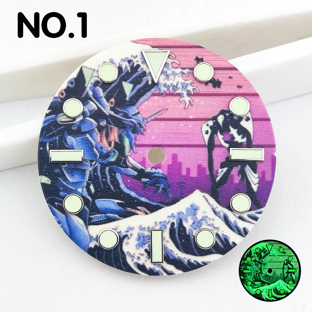 

Циферблат NH35, циферблат 28,5 мм, зеленый светящийся циферблат, запасные части для часов, аксессуары, подходящие для циферблата механизма NH35/NH36