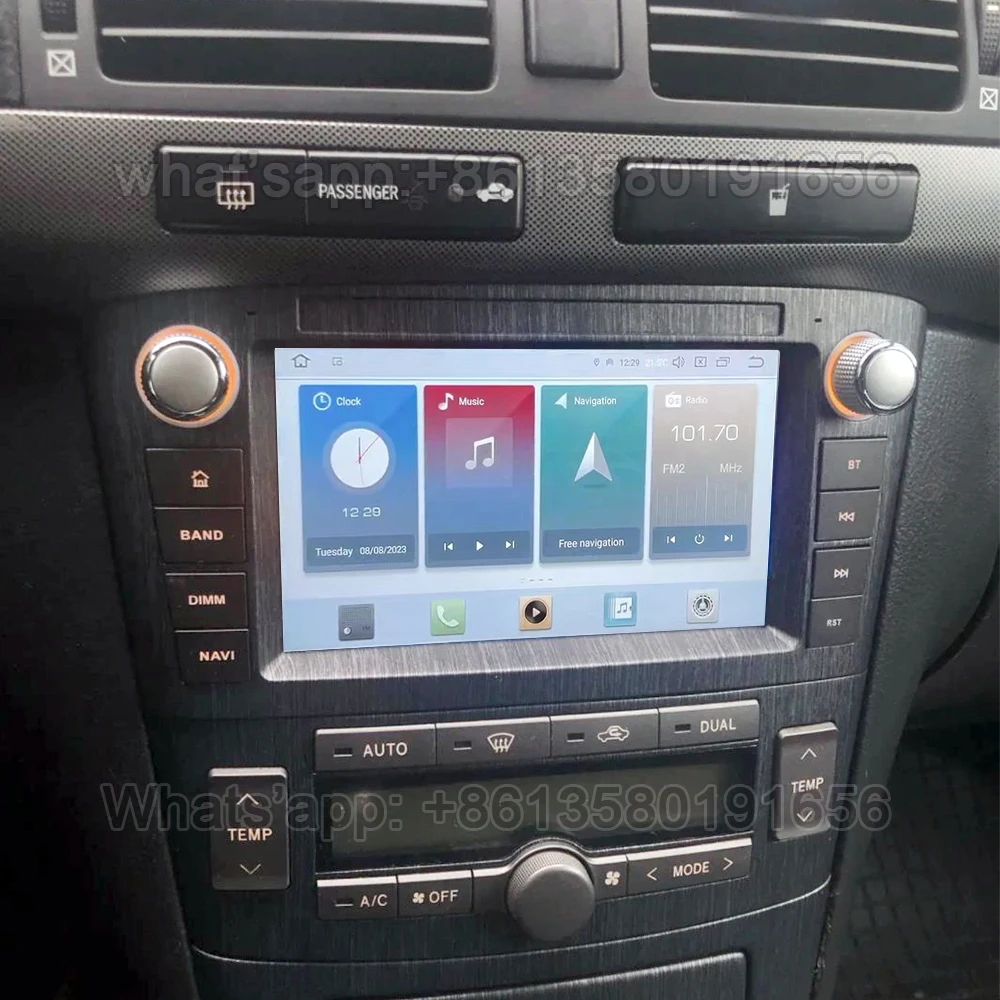 for TOYOTA AVENSIS T25 2002 2003 2004 2005 2006 2007 2008 Carplay Android Car Player Black Color Multimedia Radio GPS Button