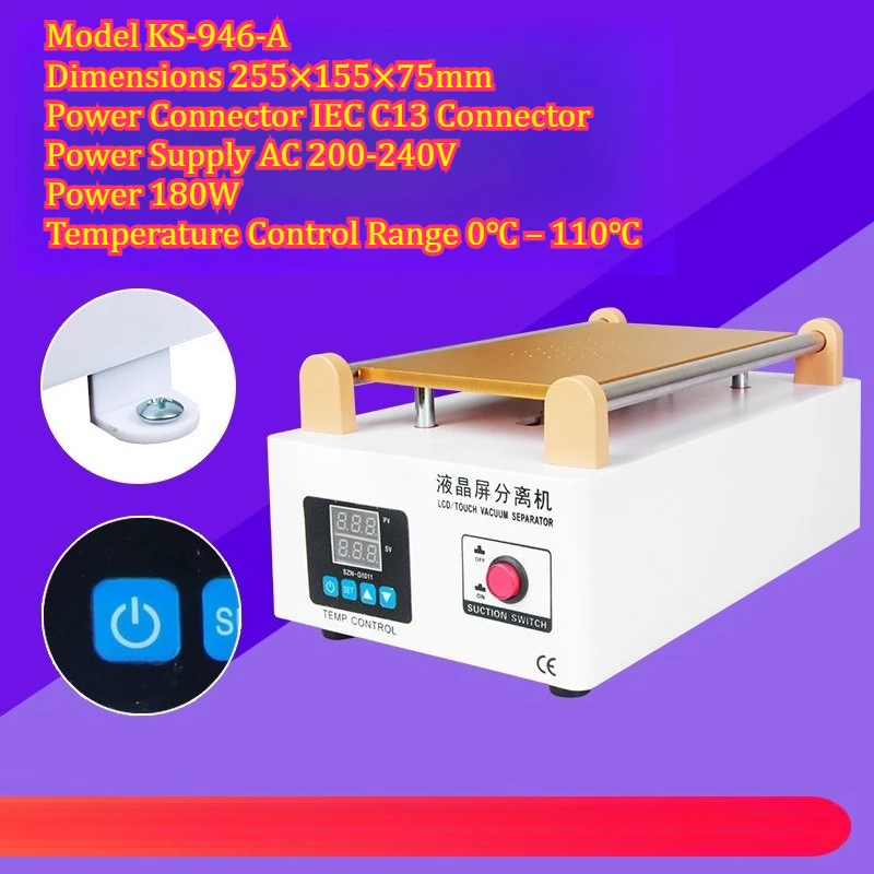 946A Plastic Shell Mobile Phone Screen Separator Powerful Vacuum Pump LCD Touch Screen Disassembly Machine Screen Separator