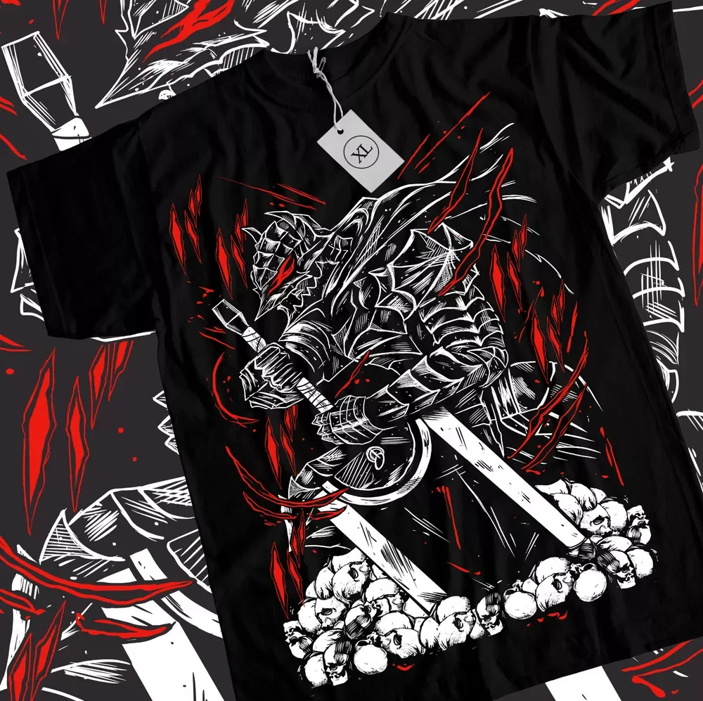 

Berserk T-shirt Manga Strip Guts Berserker Armour Anime Black shirt ALL SIZES