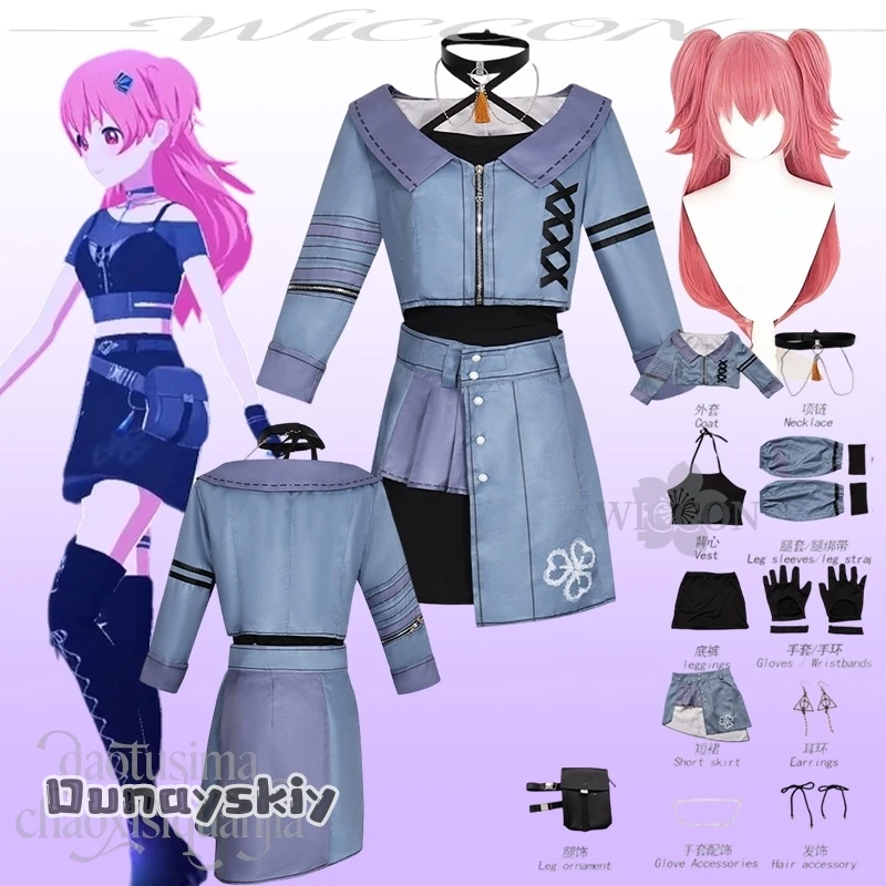 

Костюм для косплея Момои Айри из аниме-игры Project Sekai Rise And Strive: Новинка! Деним-платье в стиле Y2K, панк-униформа для идола.