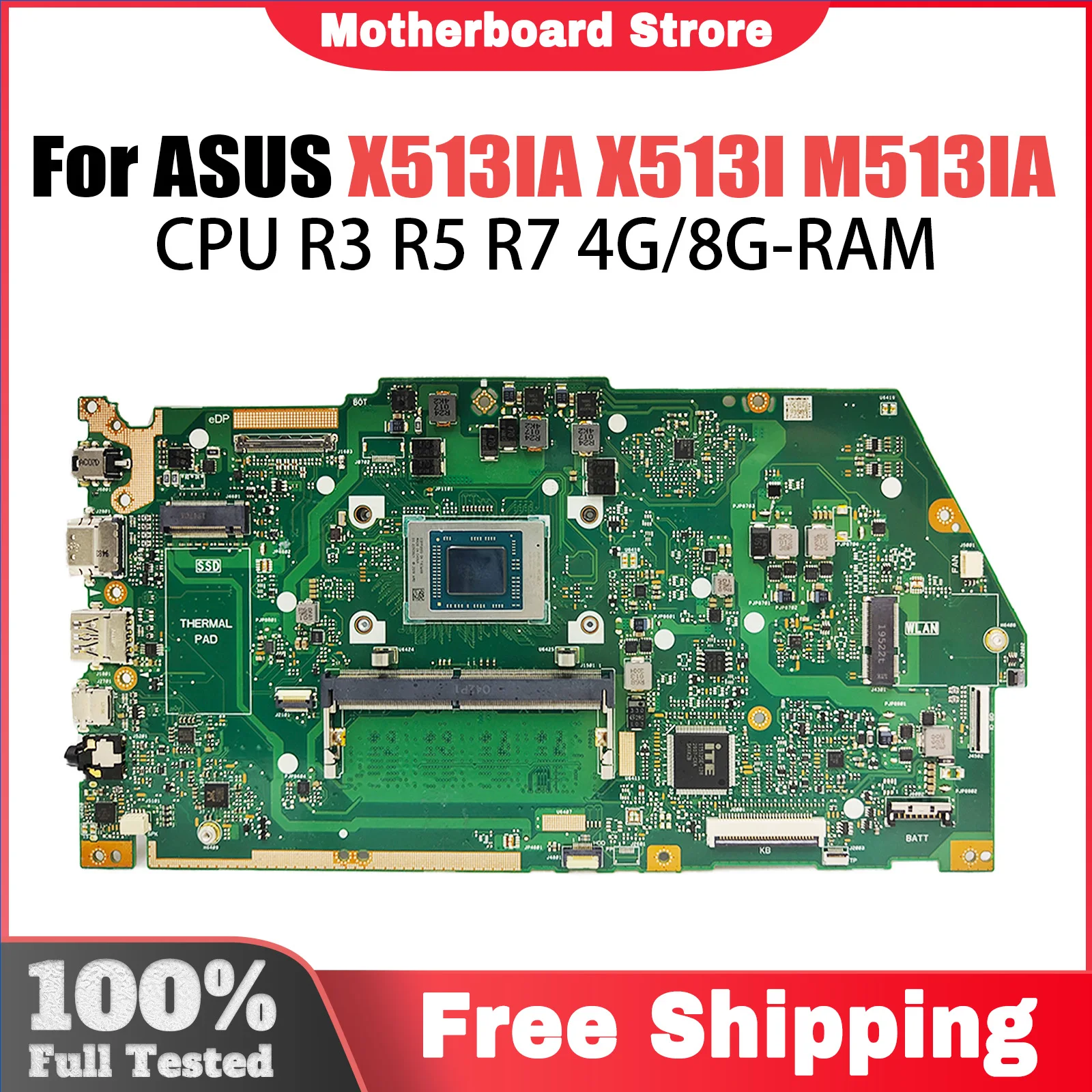 X513IA Mainboard For ASUS VivoBook X513I M513IA KM513IA Laptop Motherboard R5-4500U R7-4700U UMA 4GB/8GB-RAM 100% Working