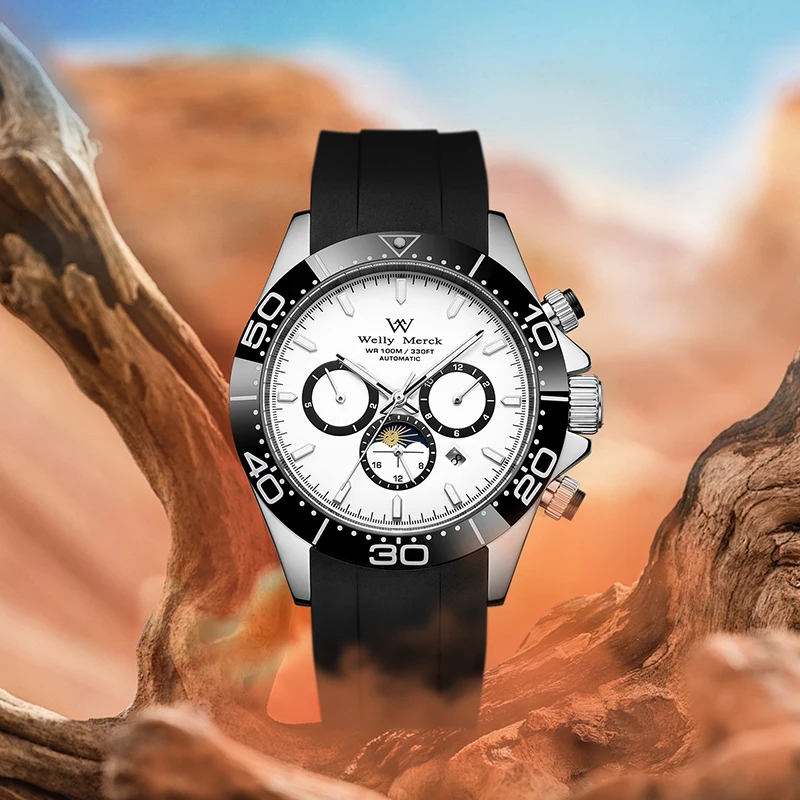 ساعة WM ساعات آلية أوتوماتيكية مقاومة للماء كلاسيكية كاجوال لرجال الأعمال ساعة Welly Merck WM151M