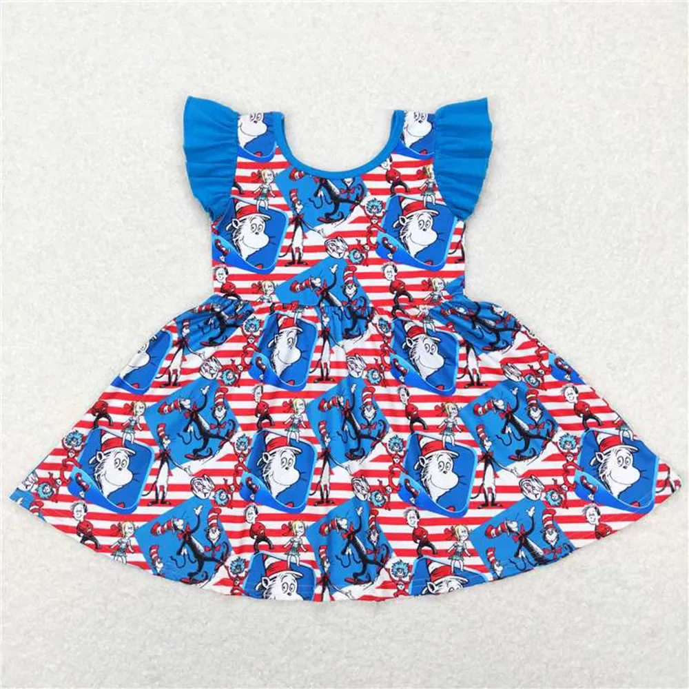 GSD0567 kids clothes girls dr.seuss dress girl spring dress