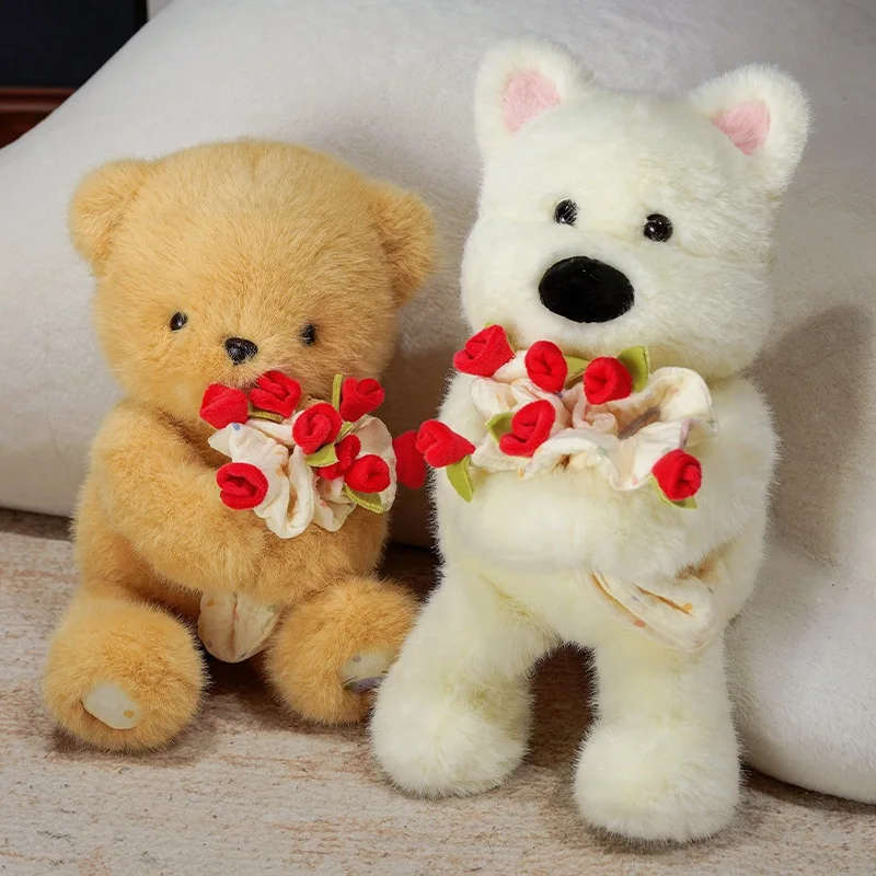 

Romantic Rose Bouquet Animal Plush Toys Stuffed Cartoon Rabbit Bear Puppy Doll Cozy Hugging Doll Sweet Valentine's Day Gift
