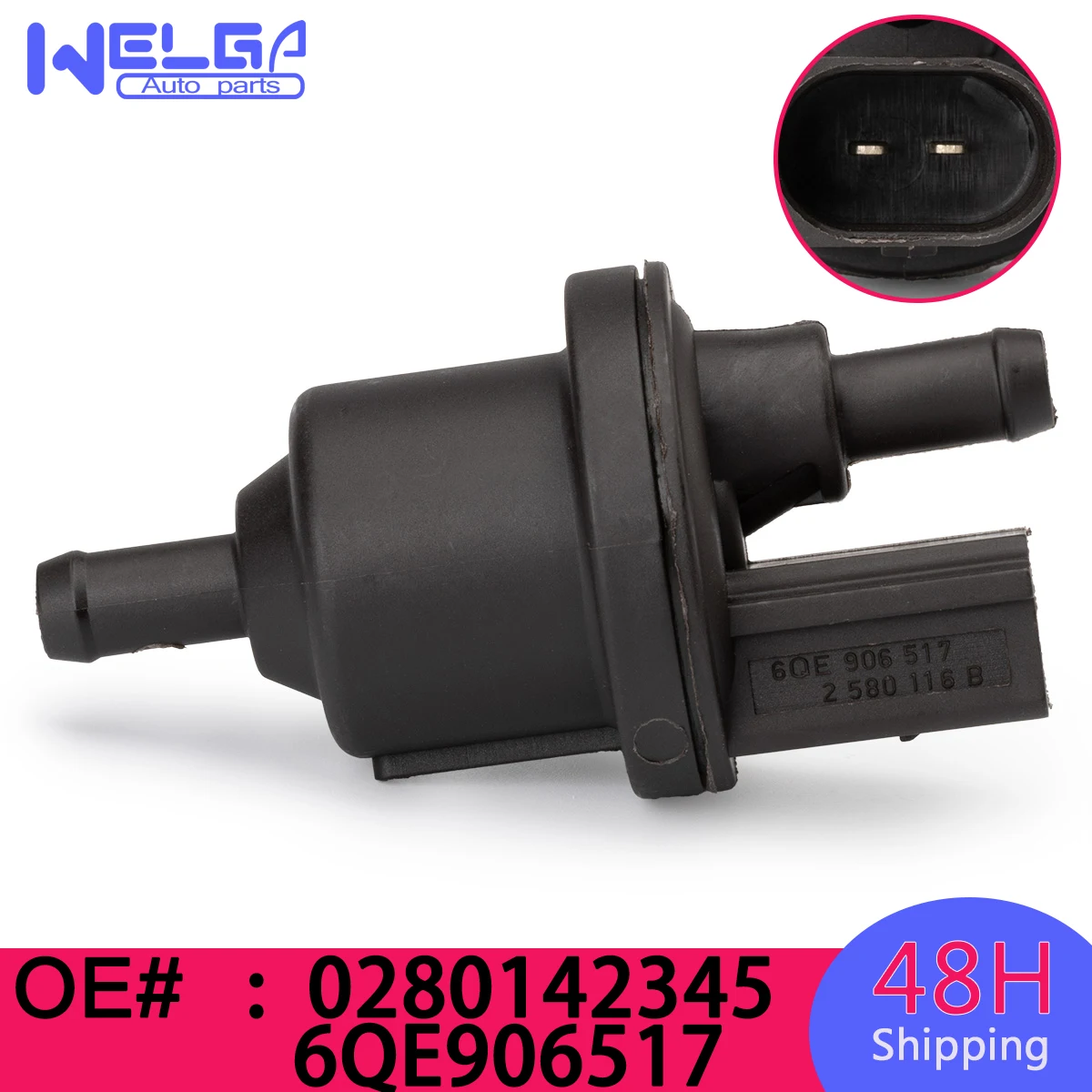 Fuel Tank Vapor Canister Purge Solenoid Breather Valve 0280142345 6QE906517 for Bosch for VW Jetta for AUDI A3 A4 S4 for Skoda