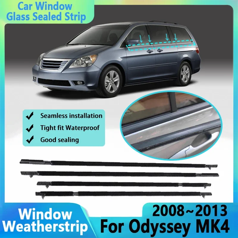 

Черные герметичные полоски для окон Honda Odyssey MK4 RB3 RB4 2008 ~ 2013, водонепроницаемые уплотнительные полосы для окон, автомобильные аксессуары