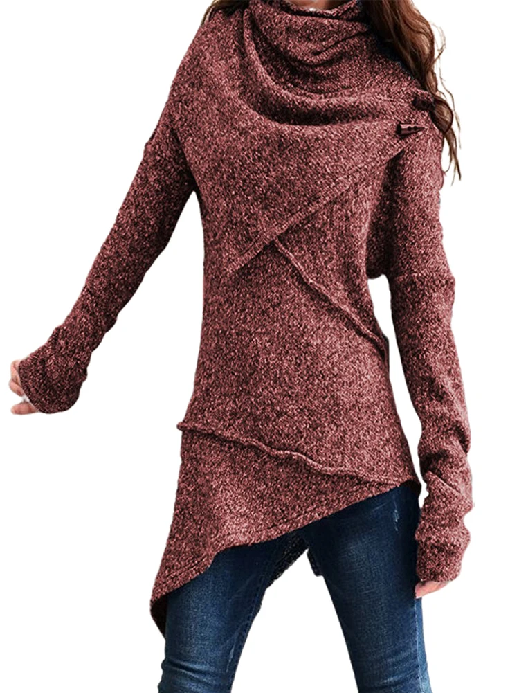 하이넥 패치워크 니트 스웨터 컬러 티셔츠 스트리트 슬림핏 롱 슬리브 라운드넥 레귤러 핏...