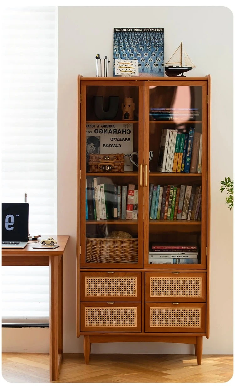 

Nordic Antique Style Solid Wood Bookcase Household Minimalist Display Cabinet