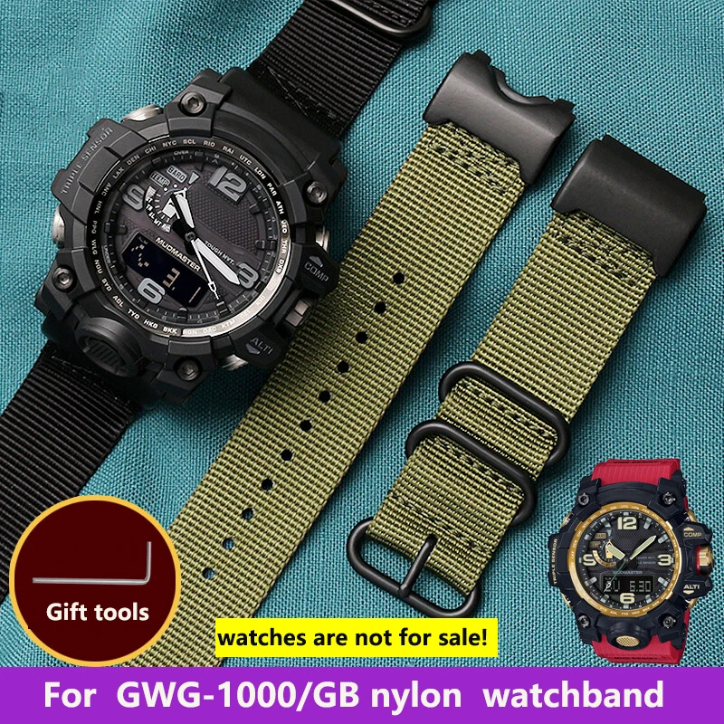 النايلون حزام (استيك) ساعة ل كاسيو G-Shock تعديل كبير الطين الملك GWG-1000-1A/A3/1A1 GB/GG 24 مللي متر مقاوم للماء تنفس النايلون شريط للرسغ